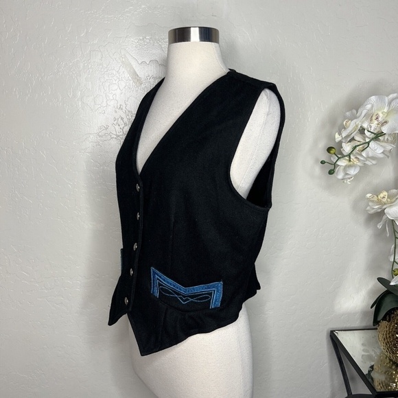 VINTAGE Adobe Rose Vest Womens Wool Blend Western Button Up 90s - Picture 4 of 6